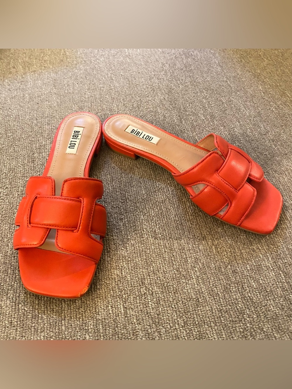 Bibi Lou Holly Flats Leather Open Toe Sandals Burnt Orange Red Slide 7 EU 37 - Picture 9 of 16